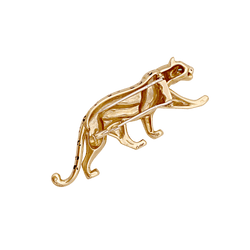 Broche Épingle CARTIER en or jaune, émail et émeraudes - Castafiore