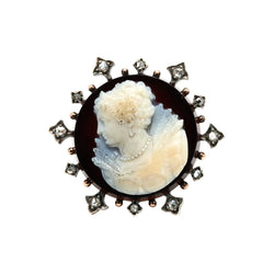 Broche Épingle en or blanc, agate et diamants - Castafiore
