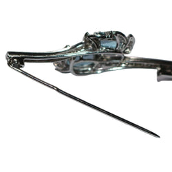 Broche Épingle en or blanc, aigues - marines et diamants - Castafiore