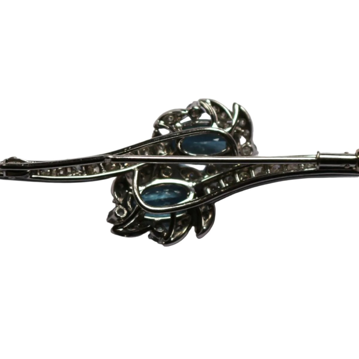 Broche Épingle en or blanc, aigues - marines et diamants - Castafiore