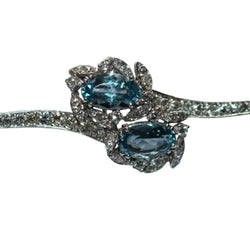 Broche Épingle en or blanc, aigues - marines et diamants - Castafiore