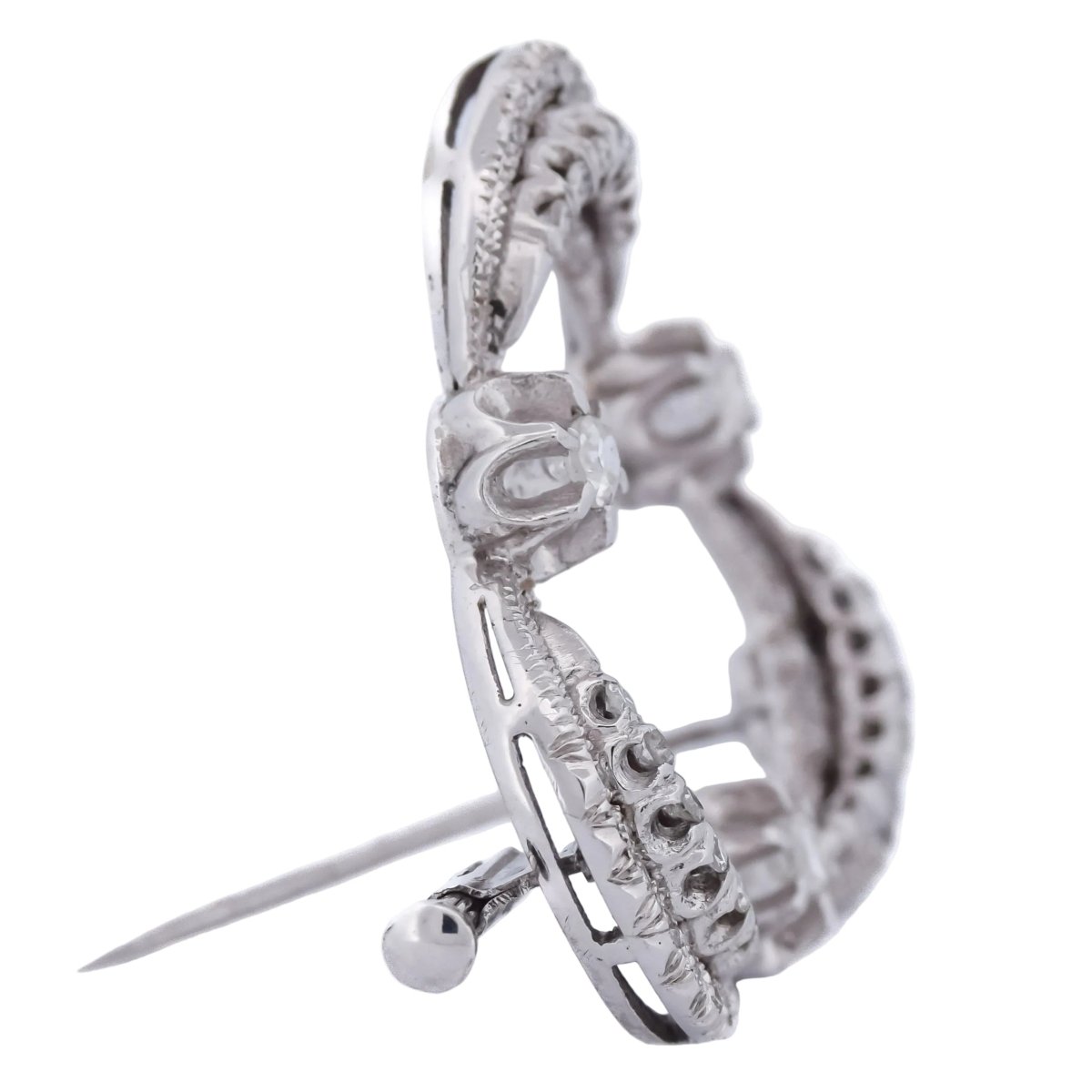 Broche Épingle en or blanc et diamants - Castafiore
