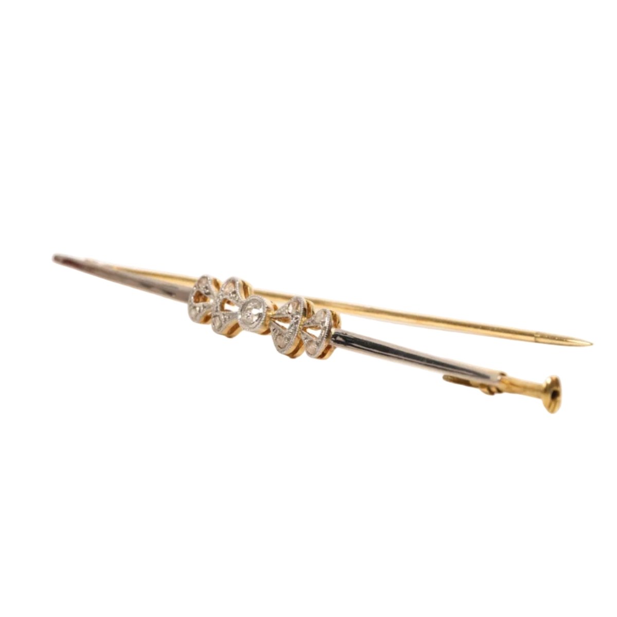 Broche Épingle en or blanc, or jaune et diamants - Castafiore
