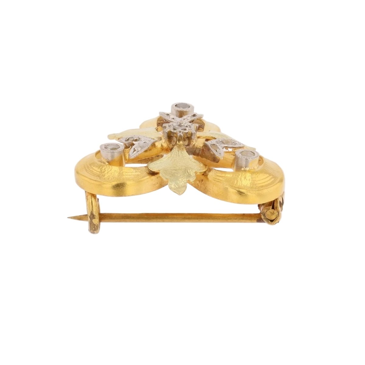 Broche Épingle en or blanc, or jaune, or vert et diamant - Castafiore