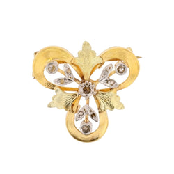 Broche Épingle en or blanc, or jaune, or vert et diamant - Castafiore