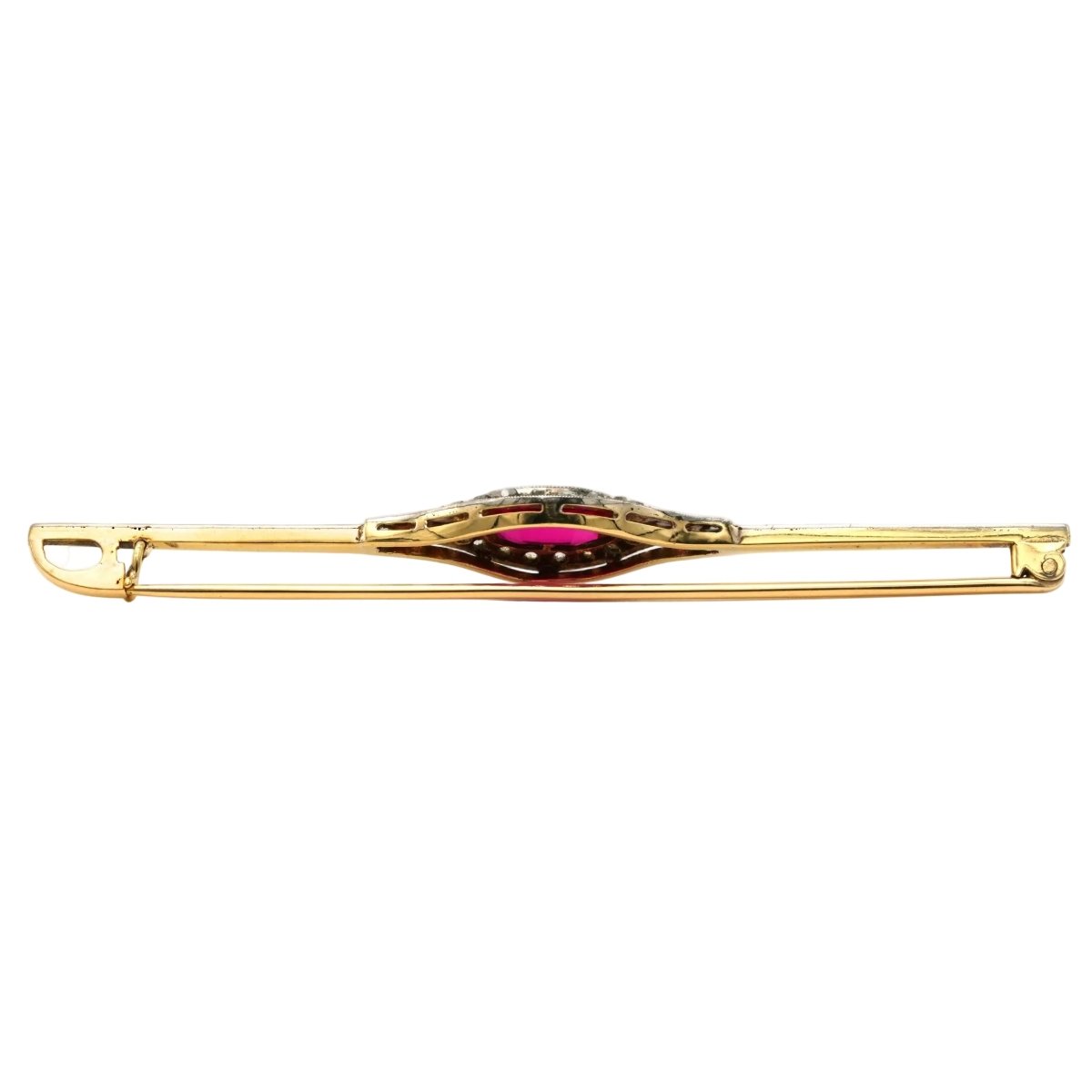 Broche Épingle en or blanc, or jaune, rubis et diamants - Castafiore