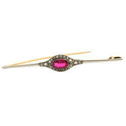 Broche Épingle en or blanc, or jaune, rubis et diamants - Castafiore