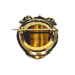 Broche Épingle en or blanc, or rose, oeil - de - tigre et diamants - Castafiore