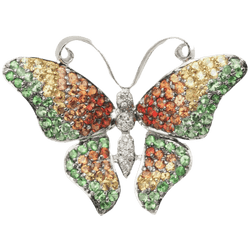 Broche Épingle en or blanc, péridot, citrine, topaze et diamants - Castafiore