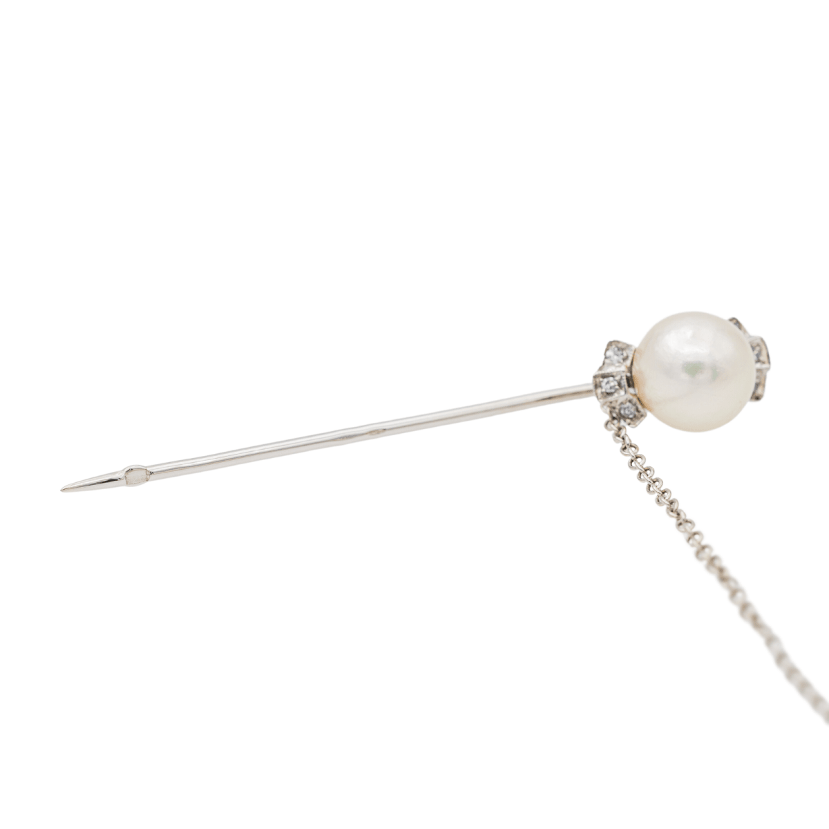 Broche Épingle en or blanc, perle et diamants - Castafiore