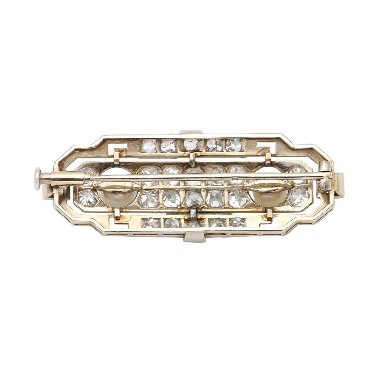 Broche Épingle en or blanc, perles et diamants - Castafiore