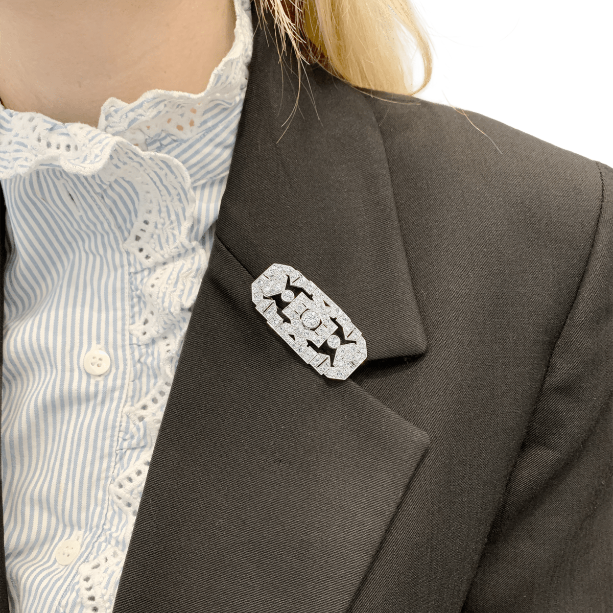 Broche Épingle en or blanc, platine et diamants - Castafiore