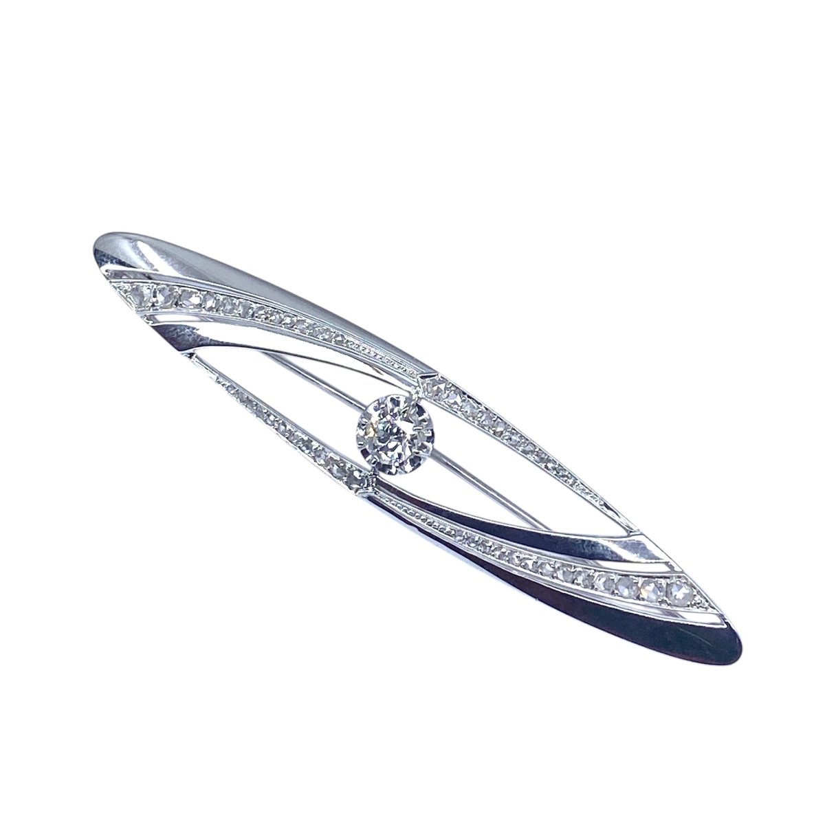 Broche Épingle en or blanc, platine et diamants - Castafiore