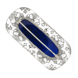 Broche Épingle en or blanc, platine, lapis - lazuli et diamants - Castafiore