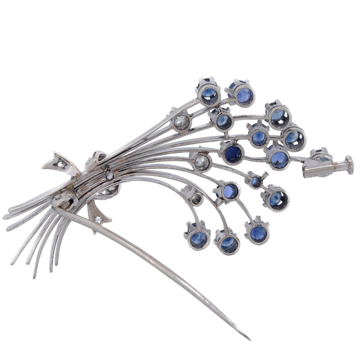 Broche Épingle en or blanc, saphirs et diamants - Castafiore