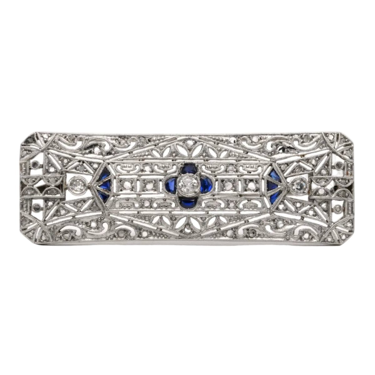 Broche Épingle en or blanc, saphirs et diamants - Castafiore