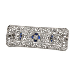 Broche Épingle en or blanc, saphirs et diamants - Castafiore