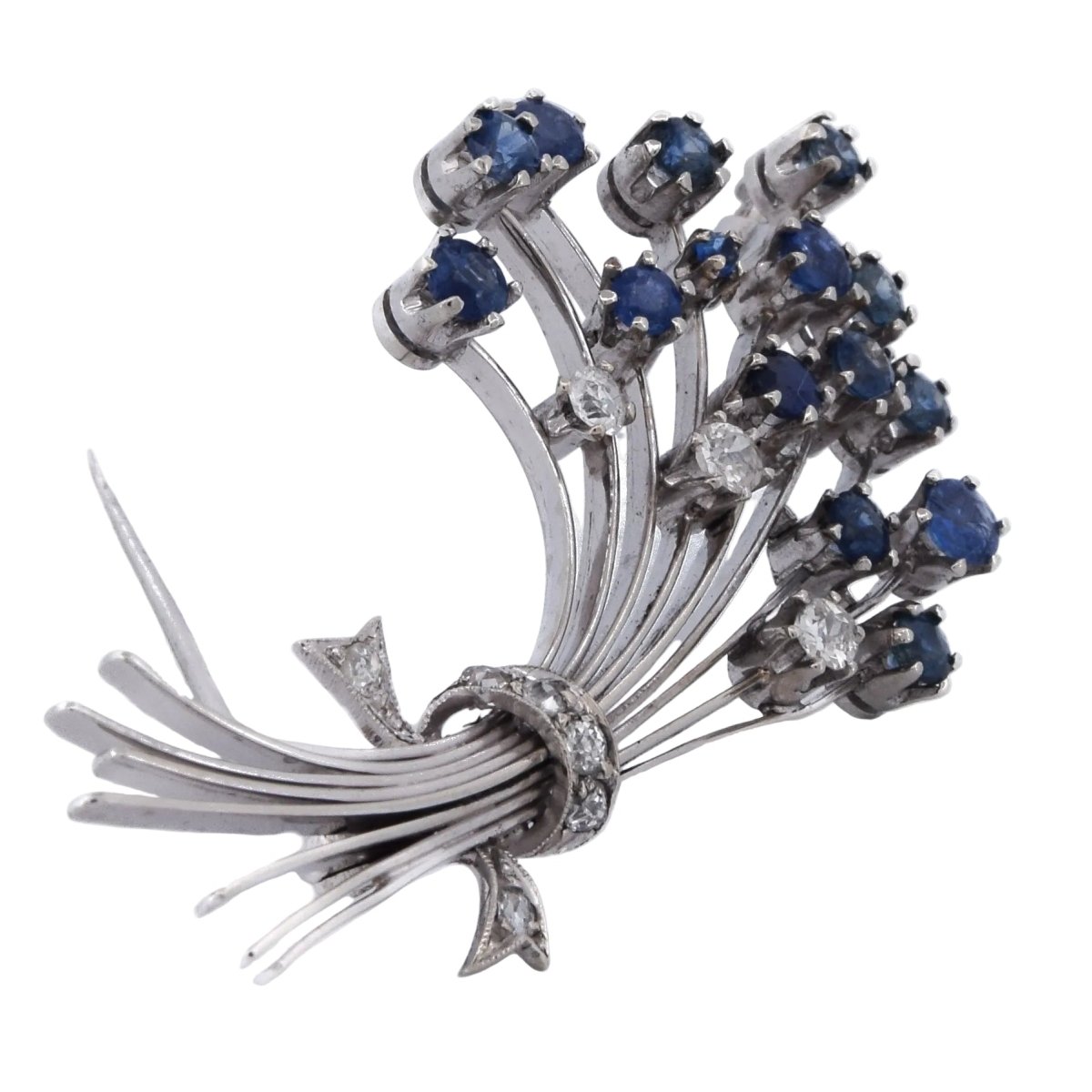 Broche Épingle en or blanc, saphirs et diamants - Castafiore