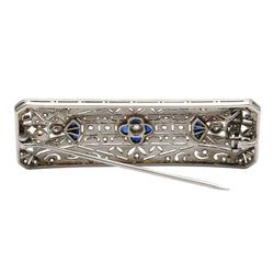 Broche Épingle en or blanc, saphirs et diamants - Castafiore