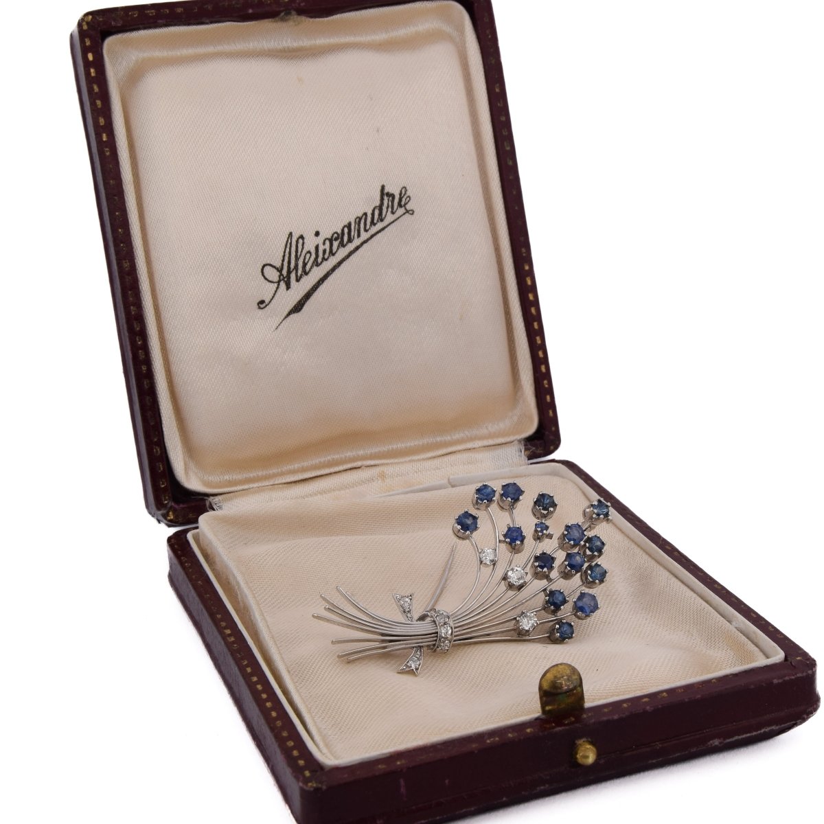 Broche Épingle en or blanc, saphirs et diamants - Castafiore