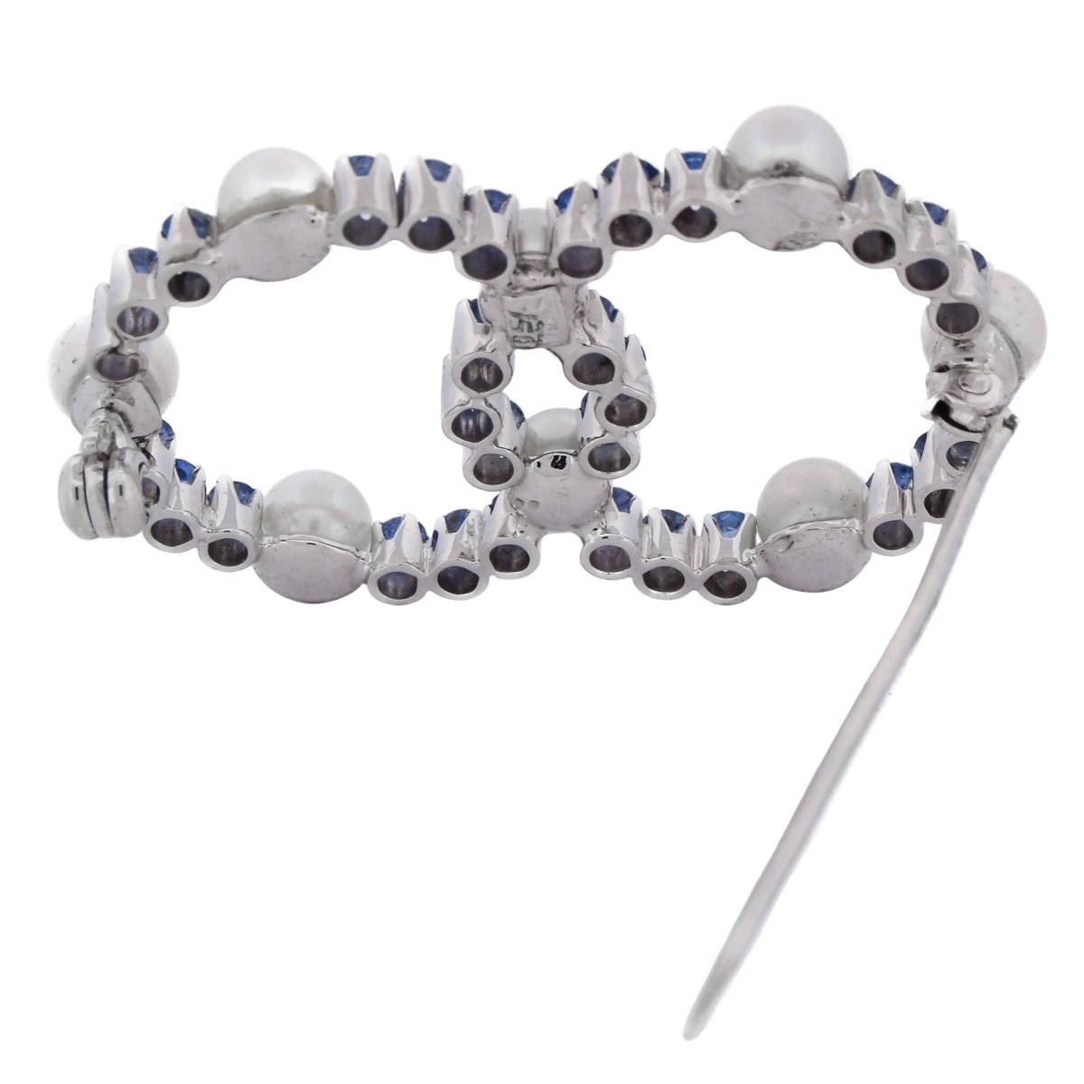 Broche Épingle en or blanc, saphirs et perles - Castafiore