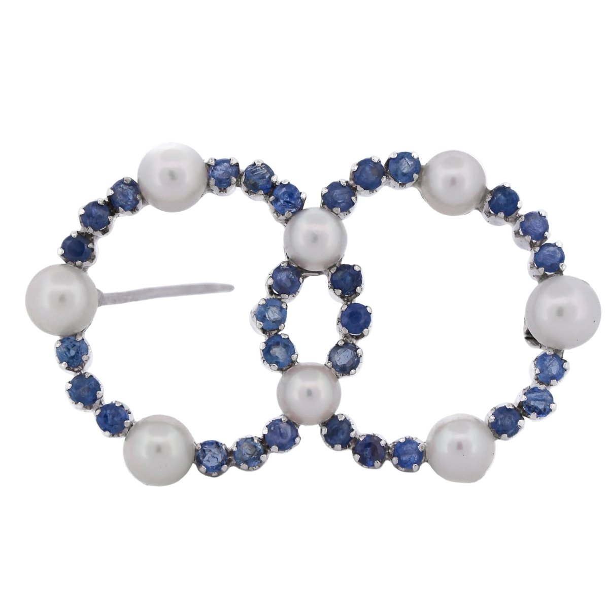 Broche Épingle en or blanc, saphirs et perles - Castafiore