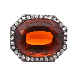Brooch old Madeira citrine and diamonds