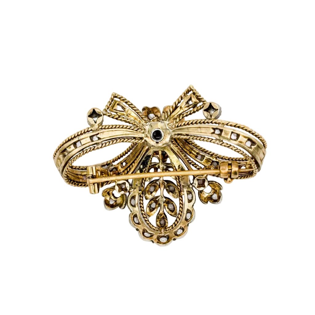 Broche Épingle en or jaune, argent et diamant - Castafiore