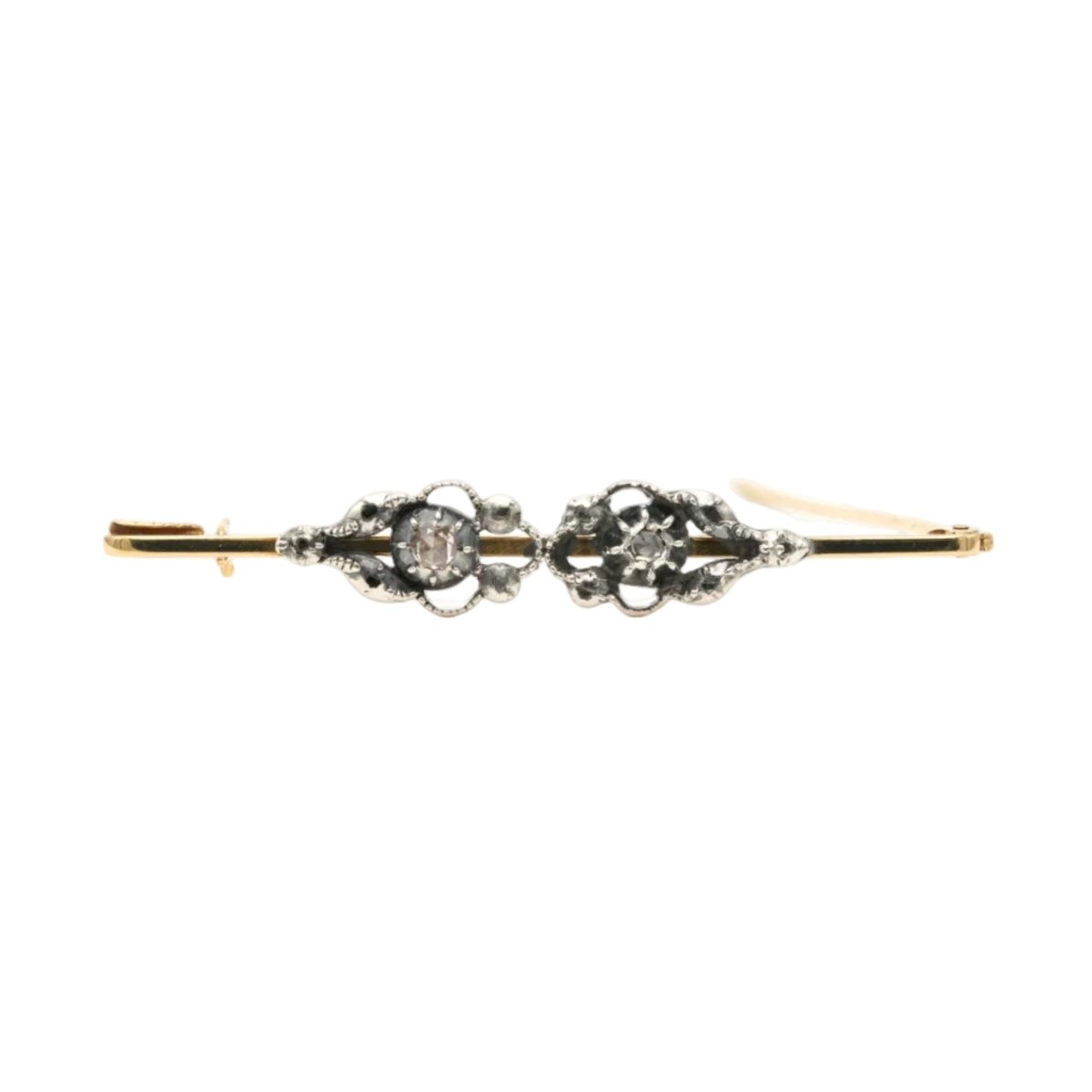 Broche Épingle en or jaune, argent et diamants - Castafiore