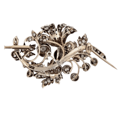 Broche Épingle en or jaune, argent et diamants - Castafiore