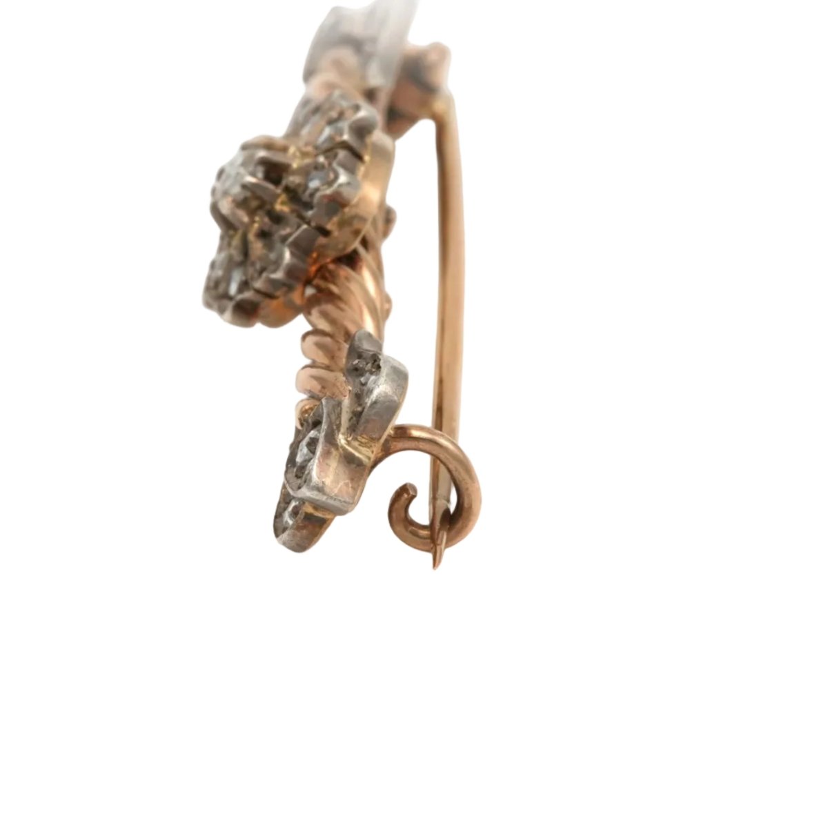 Broche Épingle en or jaune, argent et diamants - Castafiore