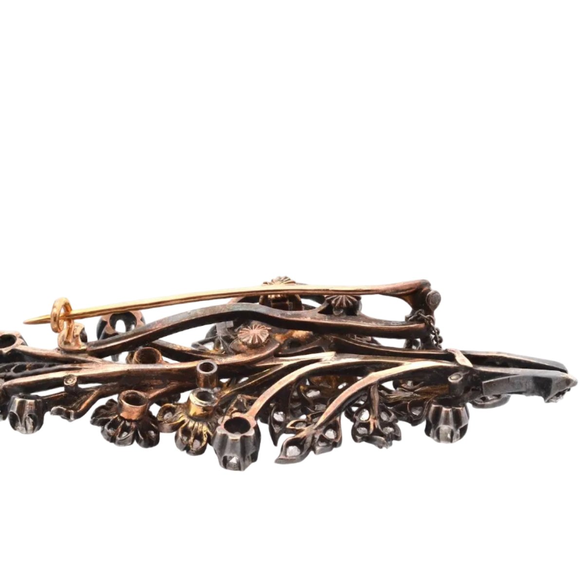 Broche Épingle en or jaune, argent et diamants - Castafiore