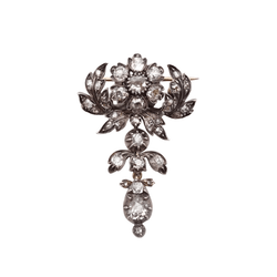 Broche Épingle en or jaune, argent et diamants - Castafiore