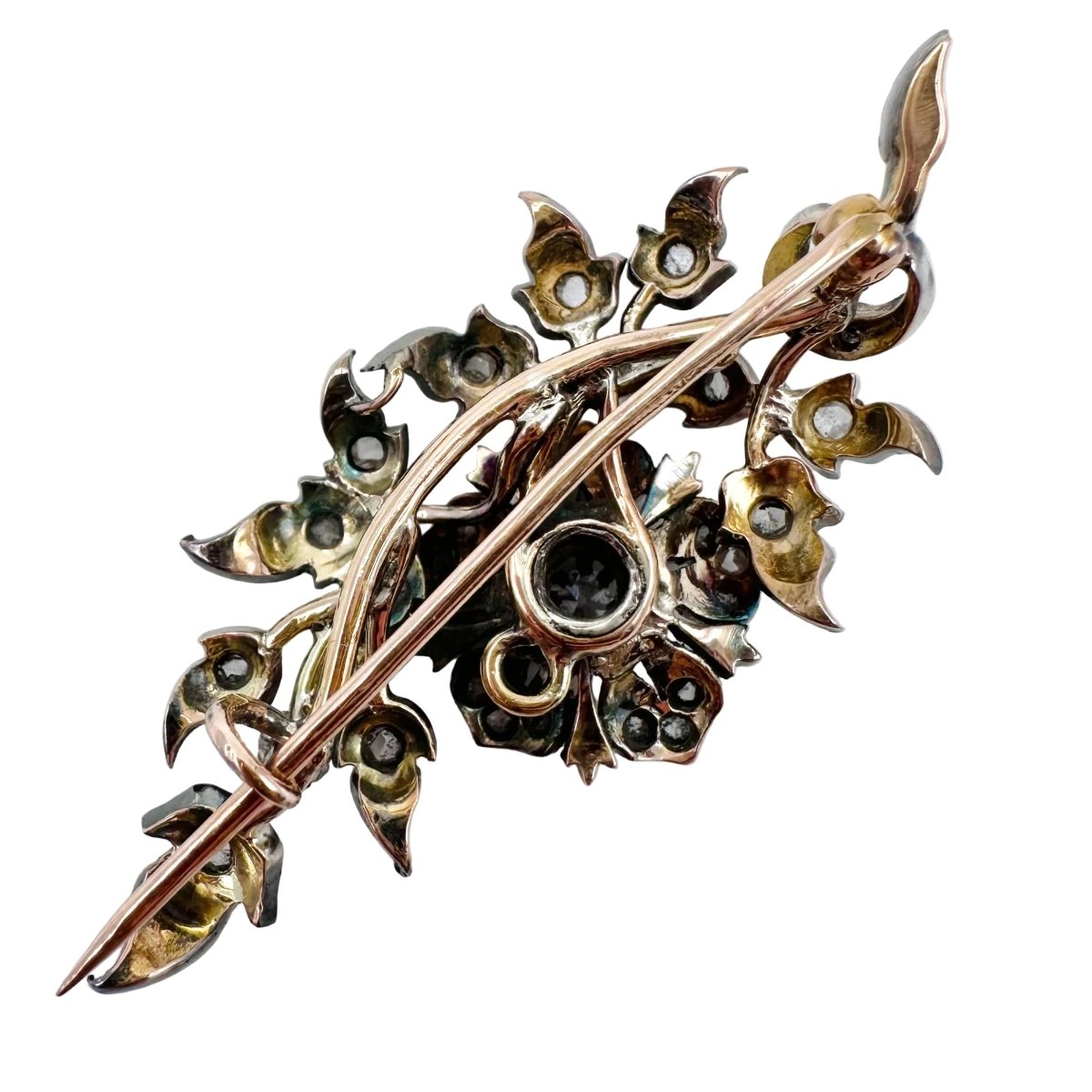 Broche Épingle en or jaune, argent et diamants - Castafiore
