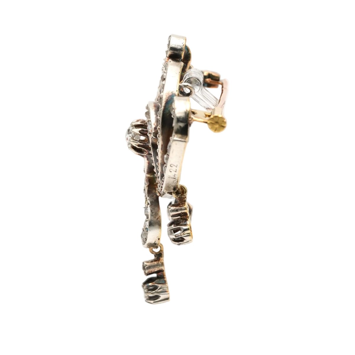 Broche Épingle en or jaune, argent et diamants - Castafiore