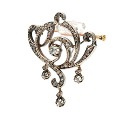 Broche Épingle en or jaune, argent et diamants - Castafiore