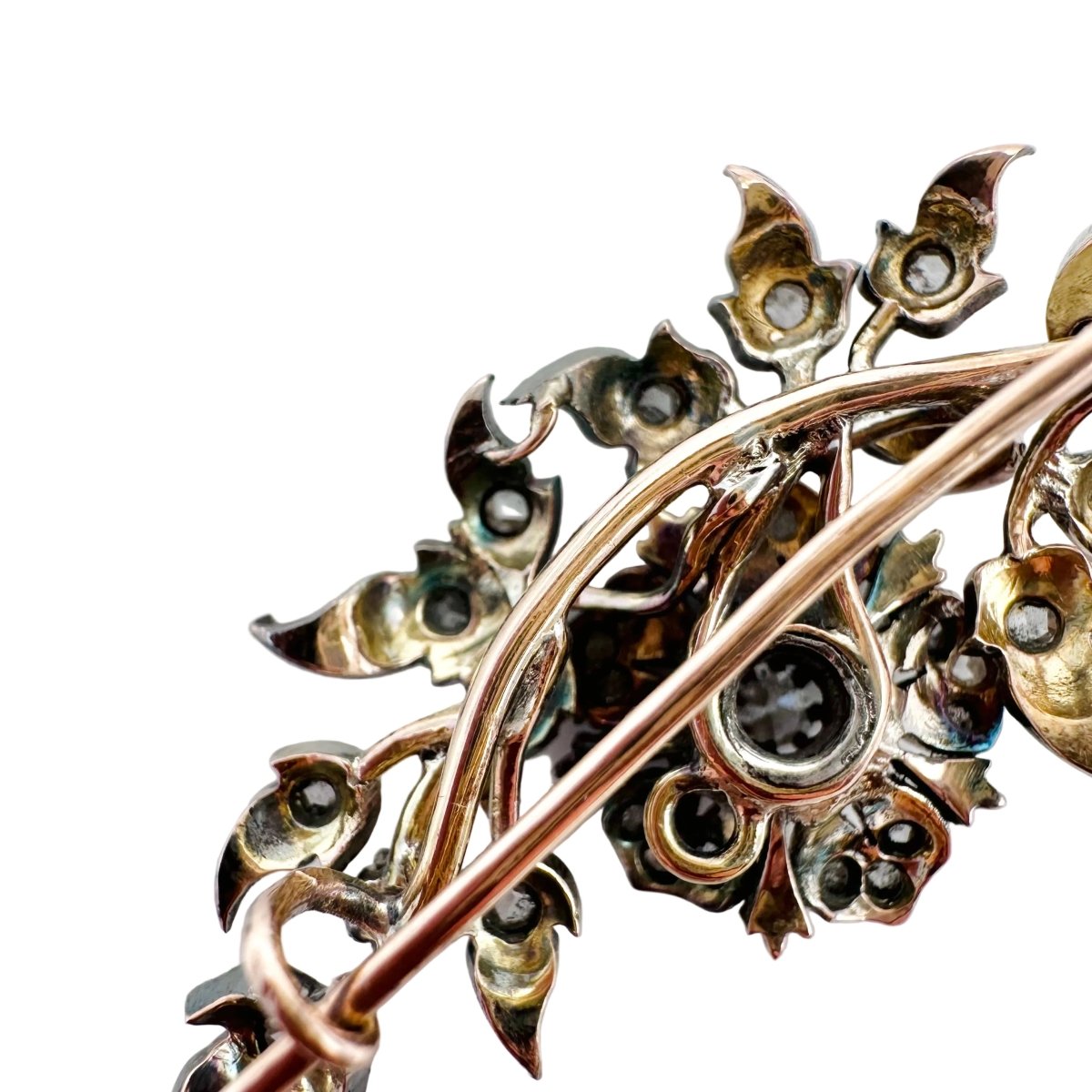 Broche Épingle en or jaune, argent et diamants - Castafiore
