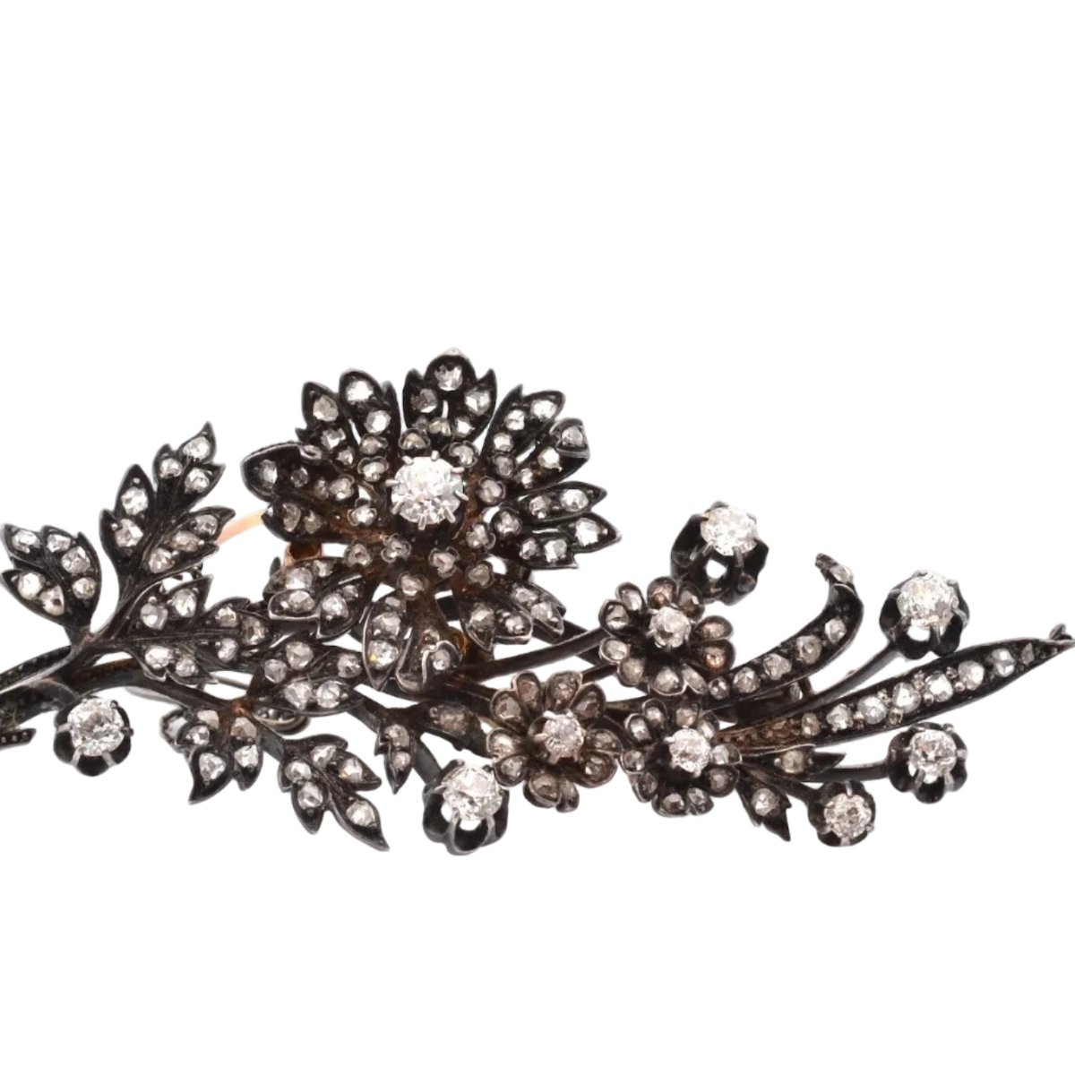 Broche Épingle en or jaune, argent et diamants - Castafiore