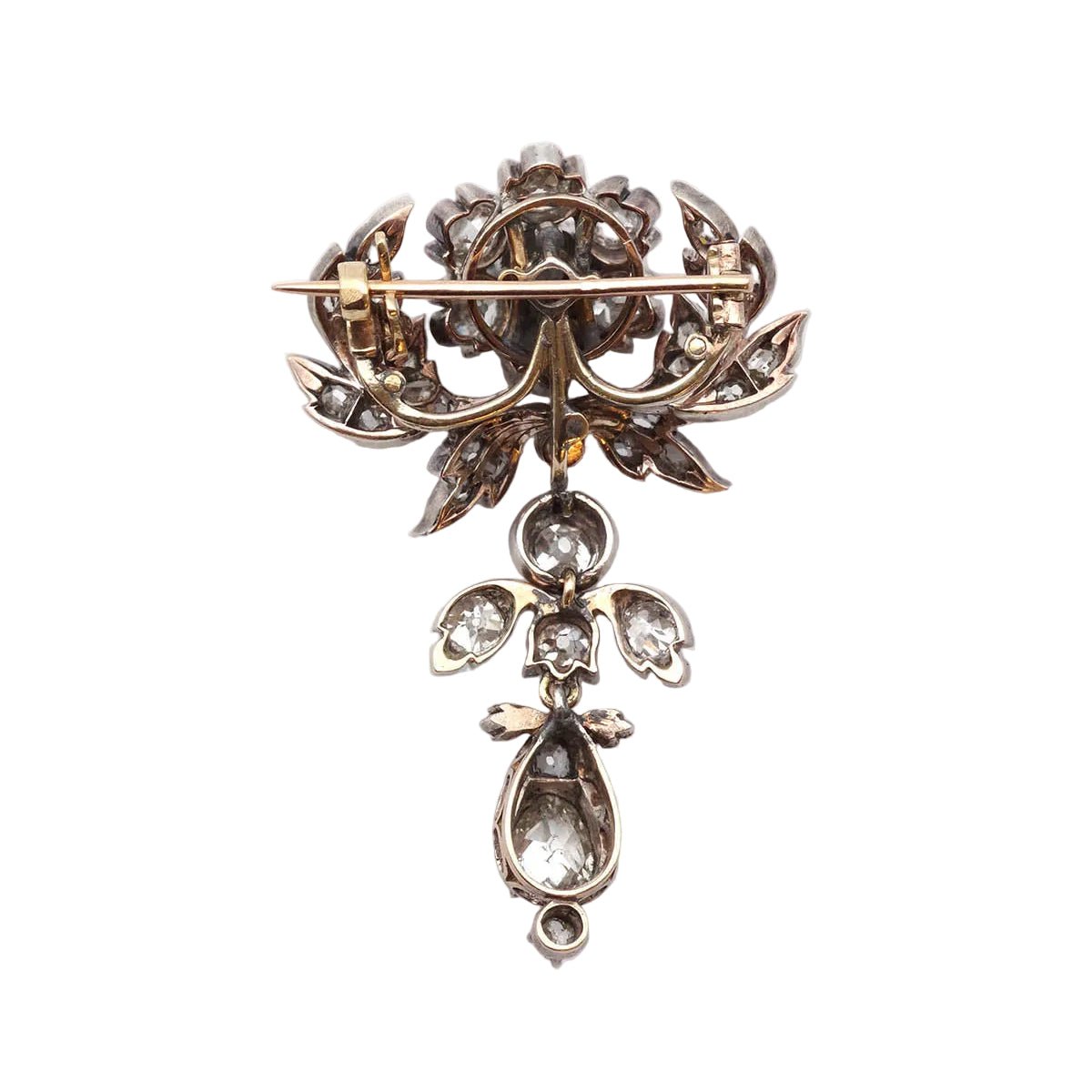 Broche Épingle en or jaune, argent et diamants - Castafiore