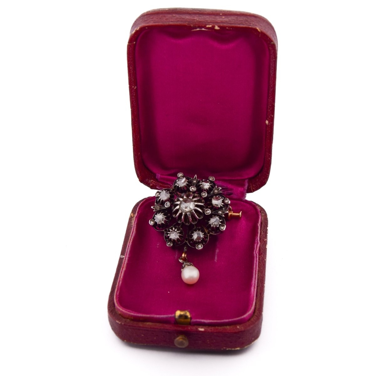 Broche Épingle en or jaune, argent, perle et diamants - Castafiore