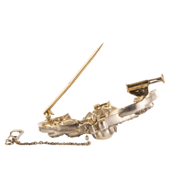 Broche Épingle en or jaune, argent, perles et diamants - Castafiore