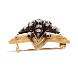 Broche Épingle en or jaune, argent, perles et diamants - Castafiore