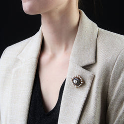 Broche Épingle en or jaune, argent, perles et diamants - Castafiore