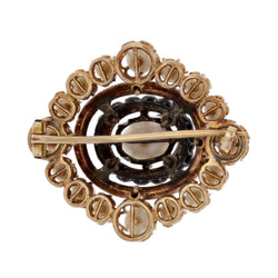 Broche Épingle en or jaune, argent, perles et diamants - Castafiore