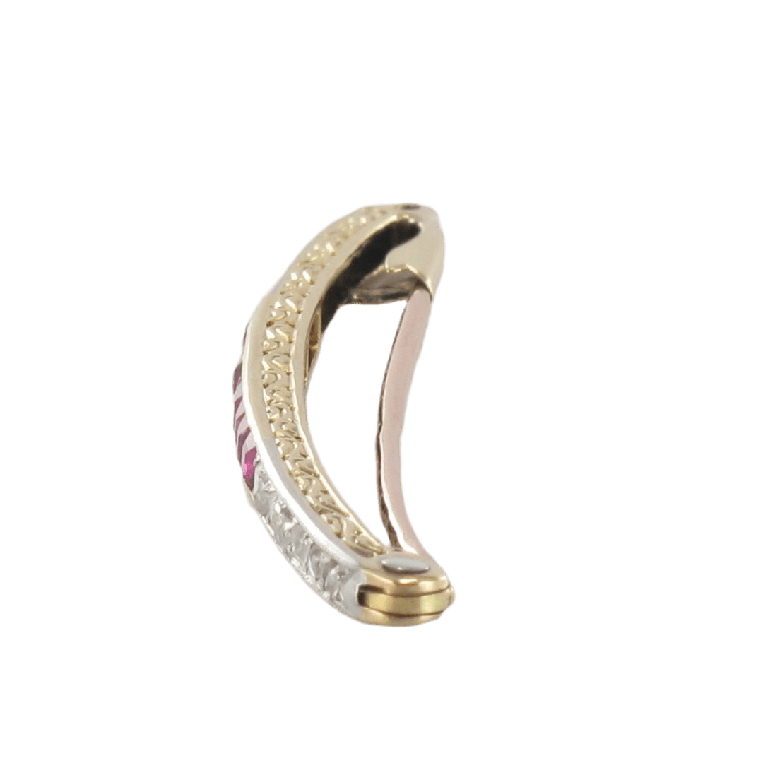 Broche Épingle en or jaune, argent, rubis et diamants - Castafiore