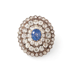 Broche Épingle en or jaune, argent, saphir et diamants - Castafiore