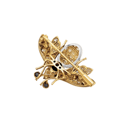 Broche Épingle en or jaune, argent, saphirs et diamants - Castafiore