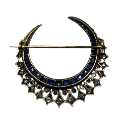 Broche Épingle en or jaune, argent, saphirs et diamants - Castafiore