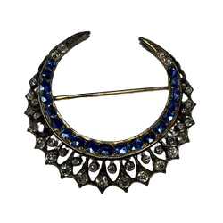 Broche Épingle en or jaune, argent, saphirs et diamants - Castafiore