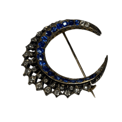 Broche Épingle en or jaune, argent, saphirs et diamants - Castafiore
